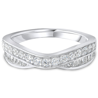 Entwined Brilliant and Baguette Cut Diamond Double Row Wedding Band | 0.50ct