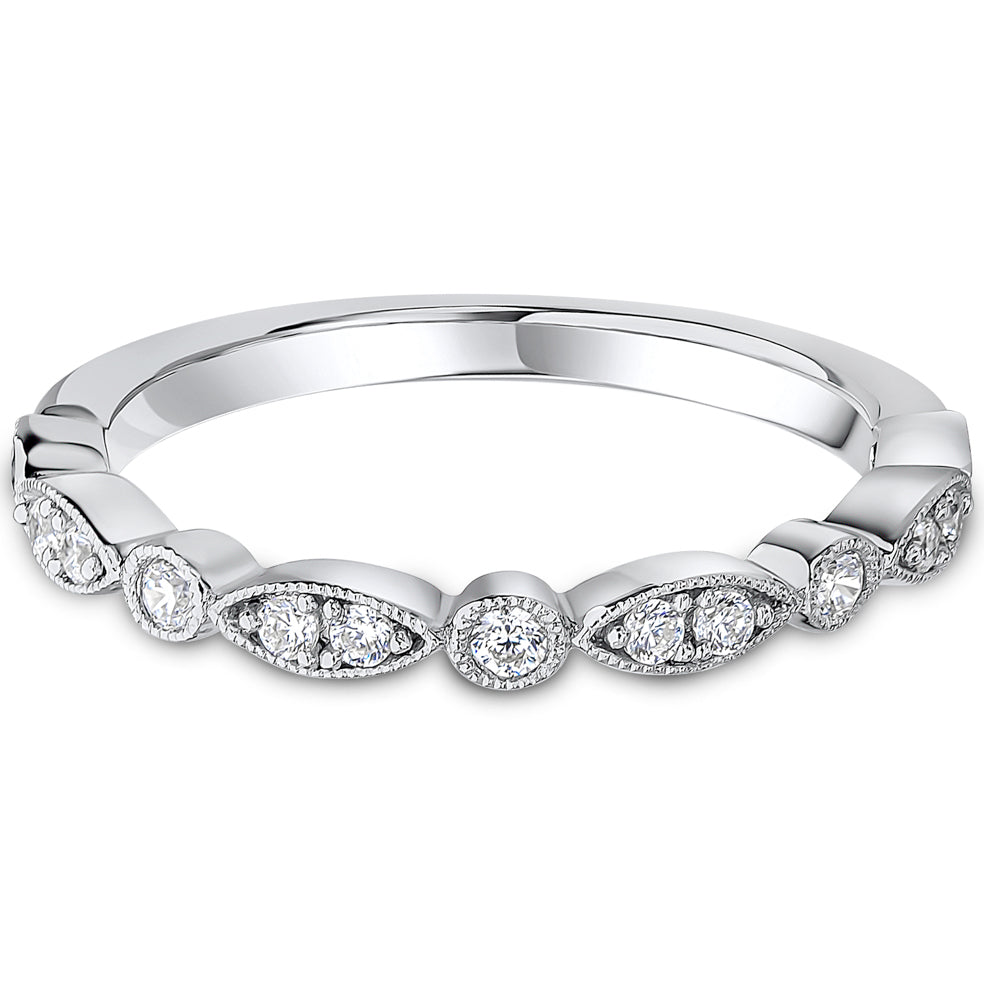 Milgrain Bezel Set Brilliant Cut Diamond Wedding Band | 0.23ct