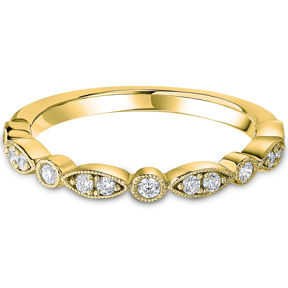 Milgrain Bezel Set Brilliant Cut Diamond Wedding Band | 0.23ct