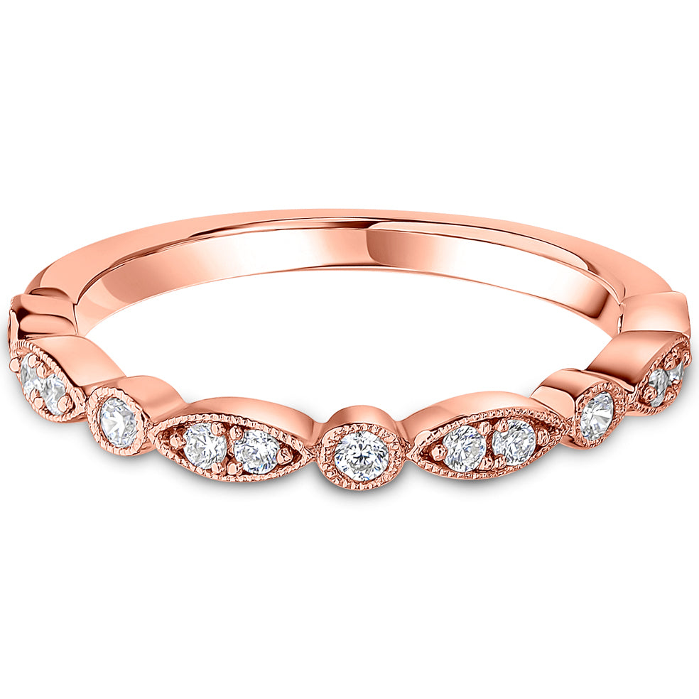 Milgrain Bezel Set Brilliant Cut Diamond Wedding Band | 0.23ct