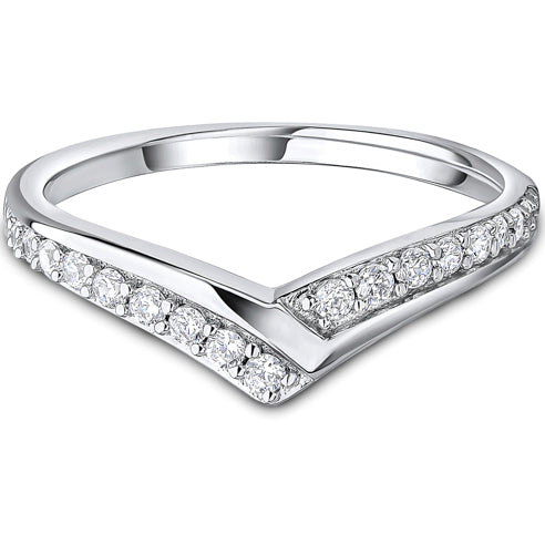 Micro Set Brilliant Cut Diamond Wishbone Wedding Band | 0.25ct