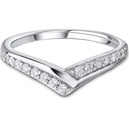 Micro Set Brilliant Cut Diamond Wishbone Wedding Band | 0.25ct