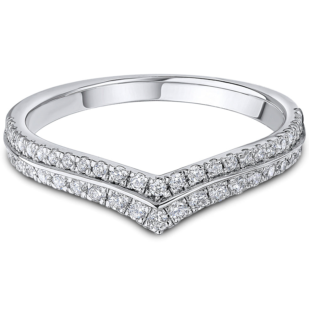 Micro Set Brilliant Cut Diamond Double Row Wishbone Wedding Band | 0.33ct