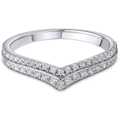 Micro Set Brilliant Cut Diamond Double Row Wishbone Wedding Band | 0.33ct
