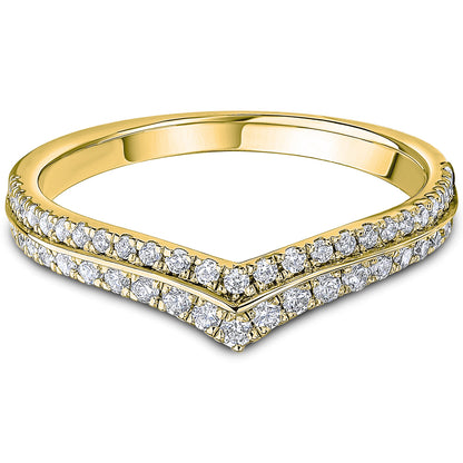 Micro Set Brilliant Cut Diamond Double Row Wishbone Wedding Band | 0.33ct