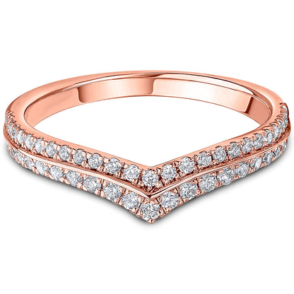 Micro Set Brilliant Cut Diamond Double Row Wishbone Wedding Band | 0.33ct