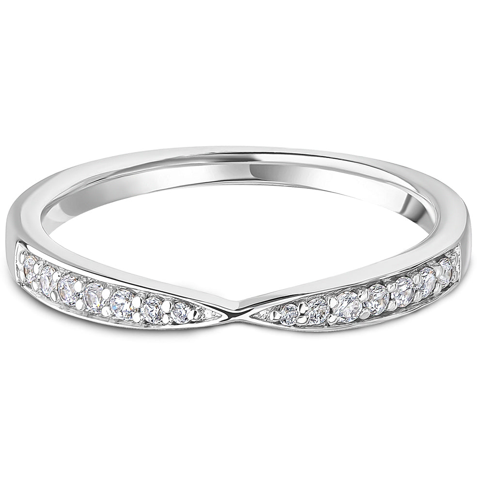 Grain Set Brilliant Cut Diamond Pinched Curved Wedding Band | 0.14ct