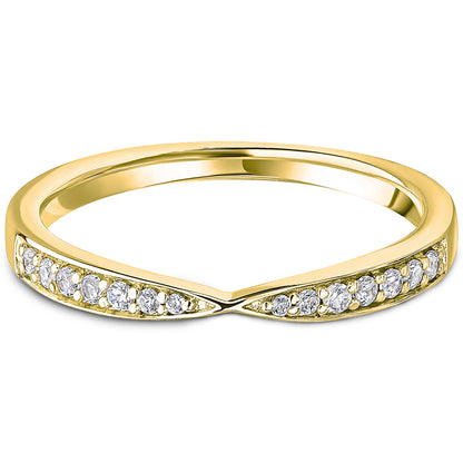 Grain Set Brilliant Cut Diamond Pinched Curved Wedding Band | 0.14ct