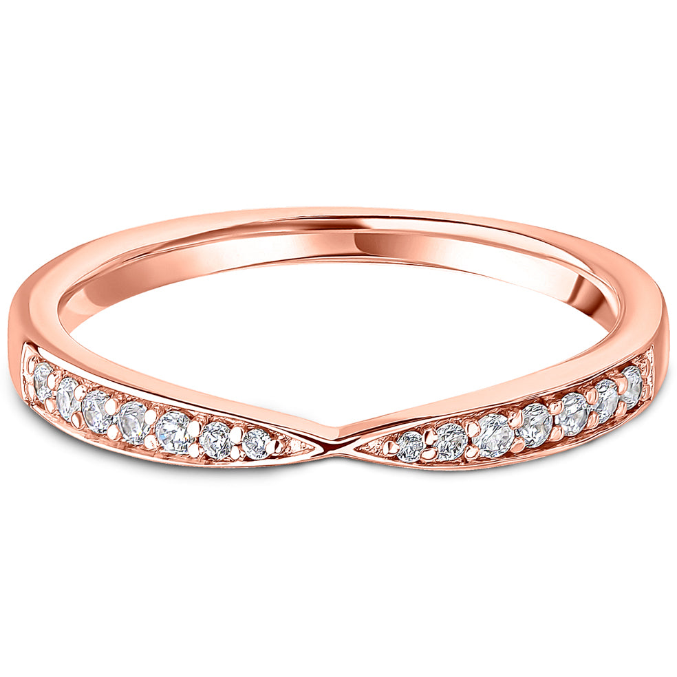 Grain Set Brilliant Cut Diamond Pinched Curved Wedding Band | 0.14ct