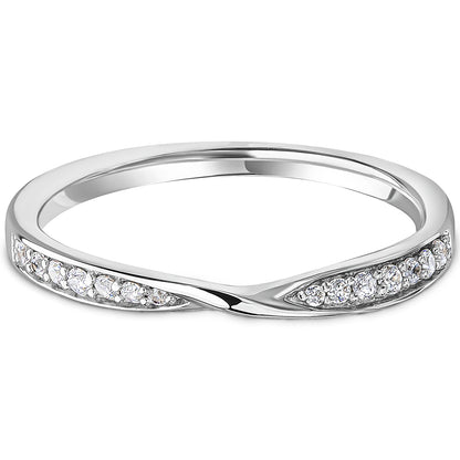 Grain Set Brilliant Cut Diamond Ribbon Crossover Wedding Band | 0.12ct