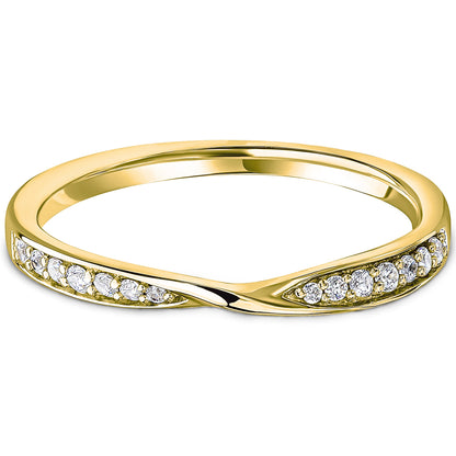 Grain Set Brilliant Cut Diamond Ribbon Crossover Wedding Band | 0.12ct