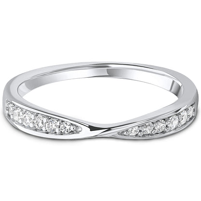 Grain Set Brilliant Cut Diamond Ribbon Crossover Wedding Band | 0.16ct