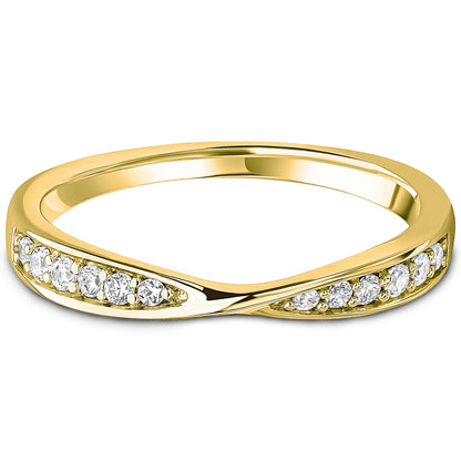 Grain Set Brilliant Cut Diamond Ribbon Crossover Wedding Band | 0.16ct