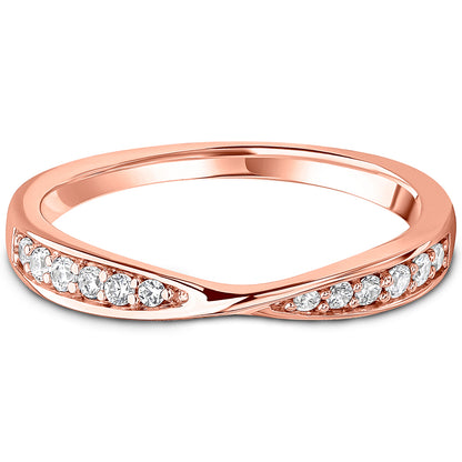 Grain Set Brilliant Cut Diamond Ribbon Crossover Wedding Band | 0.16ct