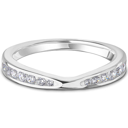 Channel Set Brilliant Cut Diamond V-Shaped Curved Wedding Band | 0.33ct