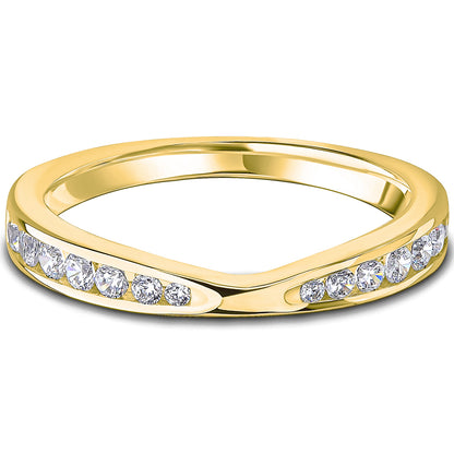 Channel Set Brilliant Cut Diamond V-Shaped Curved Wedding Band | 0.33ct