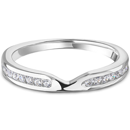 Channel Set Brilliant Cut Diamond Curved Cut-Out Wedding Band | 0.25ct