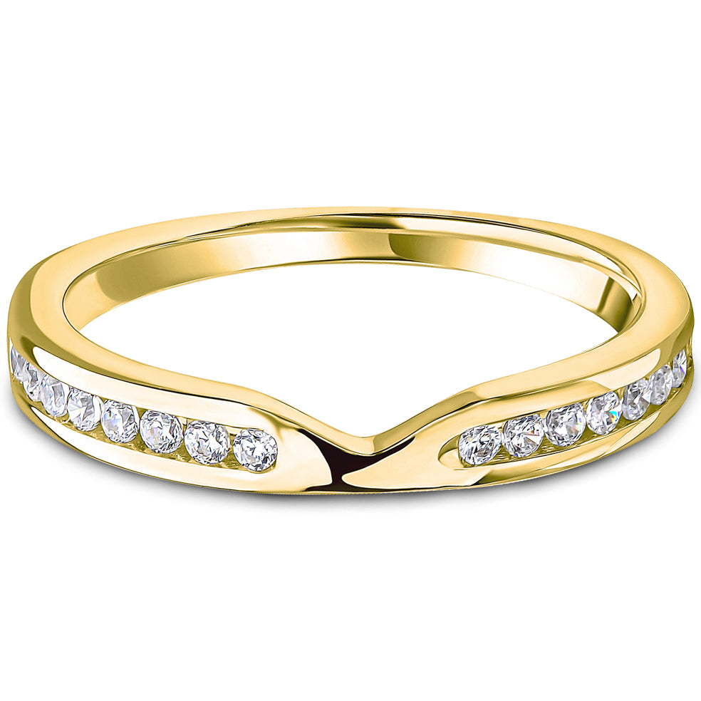Channel Set Brilliant Cut Diamond Curved Cut-Out Wedding Band | 0.25ct