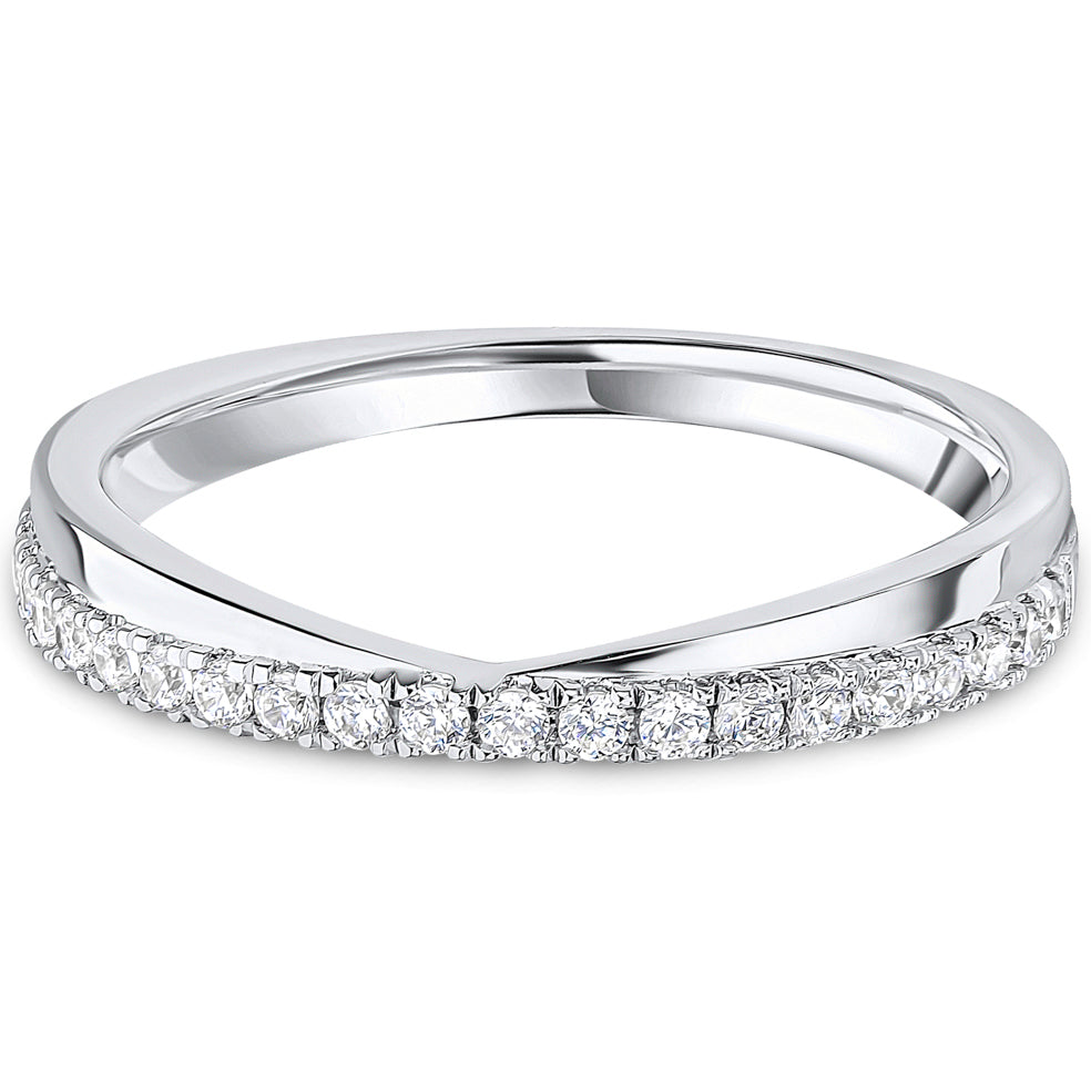Micro Offset Brilliant Cut Diamond V-Shaped Wedding Band | 0.20ct