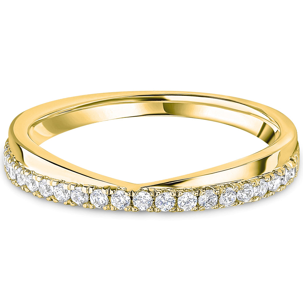 Micro Offset Brilliant Cut Diamond V-Shaped Wedding Band | 0.20ct