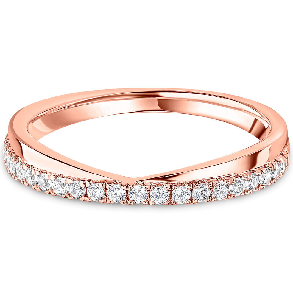 Micro Offset Brilliant Cut Diamond V-Shaped Wedding Band | 0.20ct