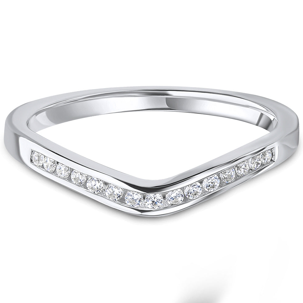 Channel Set Brilliant Cut Diamond Curved Wedding Band | 0.10ct