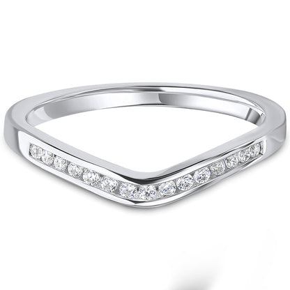 Channel Set Brilliant Cut Diamond Curved Wedding Band | 0.10ct