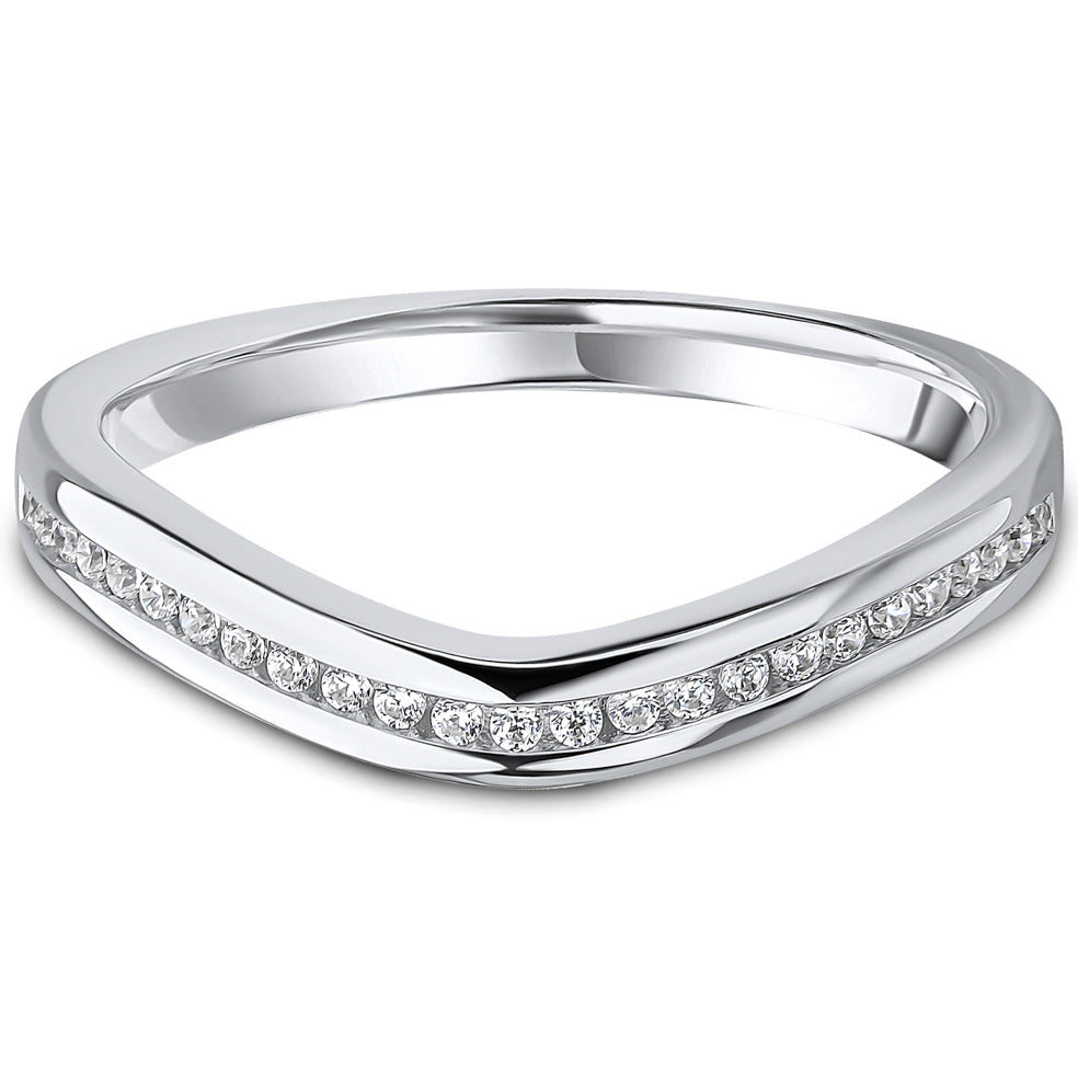 Channel Set Brilliant Cut Diamond Curved Wedding Band | 0.15ct
