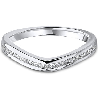 Channel Set Brilliant Cut Diamond Curved Wedding Band | 0.15ct