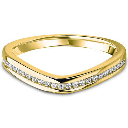Channel Set Brilliant Cut Diamond Curved Wedding Band | 0.15ct