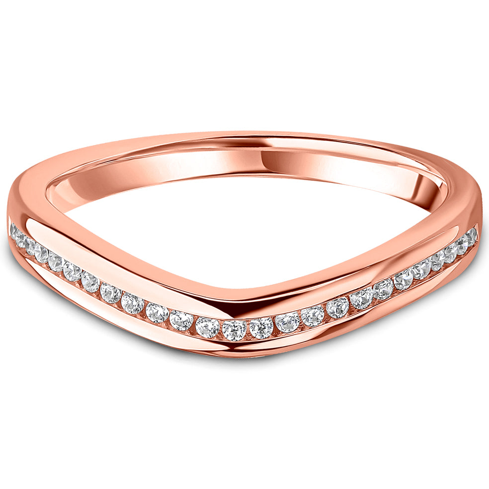 Channel Set Brilliant Cut Diamond Curved Wedding Band | 0.15ct