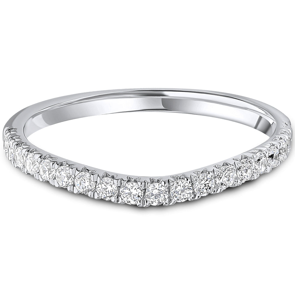 Micro Claw Set Brilliant Cut Diamond Wave Shaped Wedding Band | 0.30ct