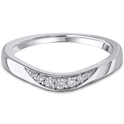 Grain Set Brilliant Cut Diamond Light Luna Wave Wedding Band | 0.12ct