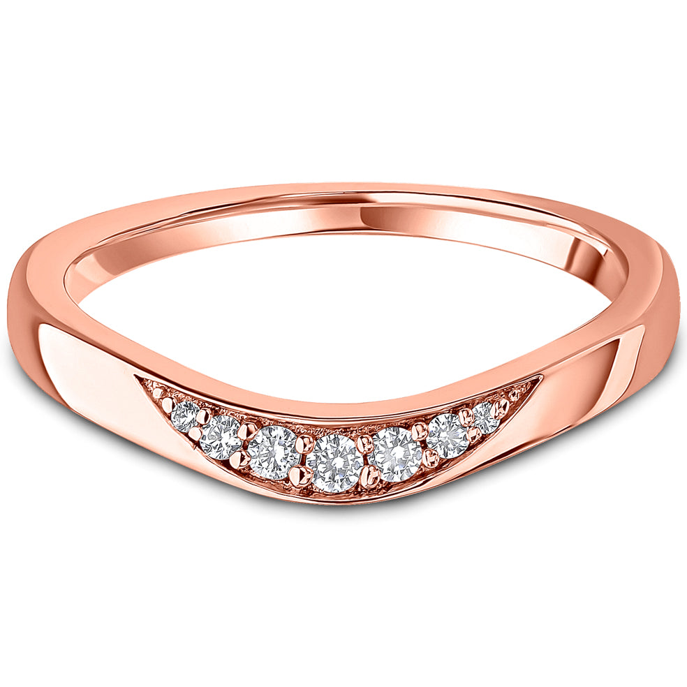 Grain Set Brilliant Cut Diamond Light Luna Wave Wedding Band | 0.12ct