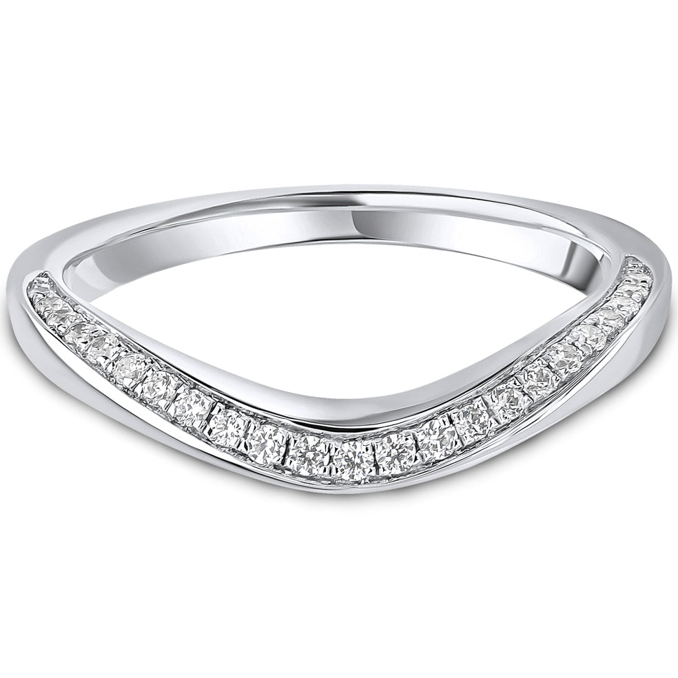 Grain Set Brilliant Cut Diamond Medium Luna Wave Wedding Band | 0.16ct