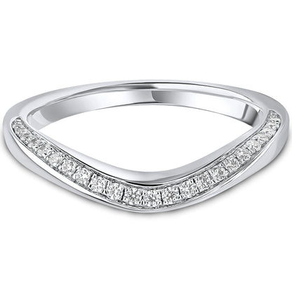 Grain Set Brilliant Cut Diamond Medium Luna Wave Wedding Band | 0.16ct
