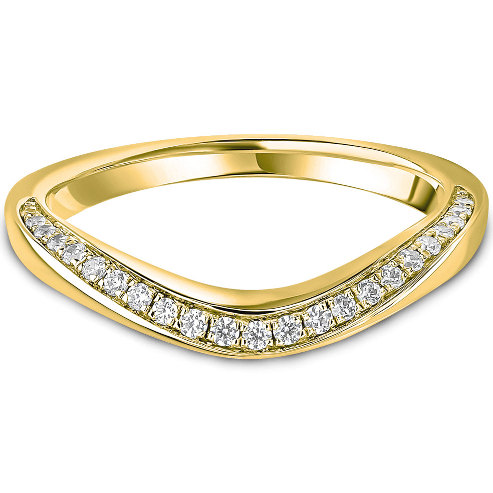 Grain Set Brilliant Cut Diamond Medium Luna Wave Wedding Band | 0.16ct