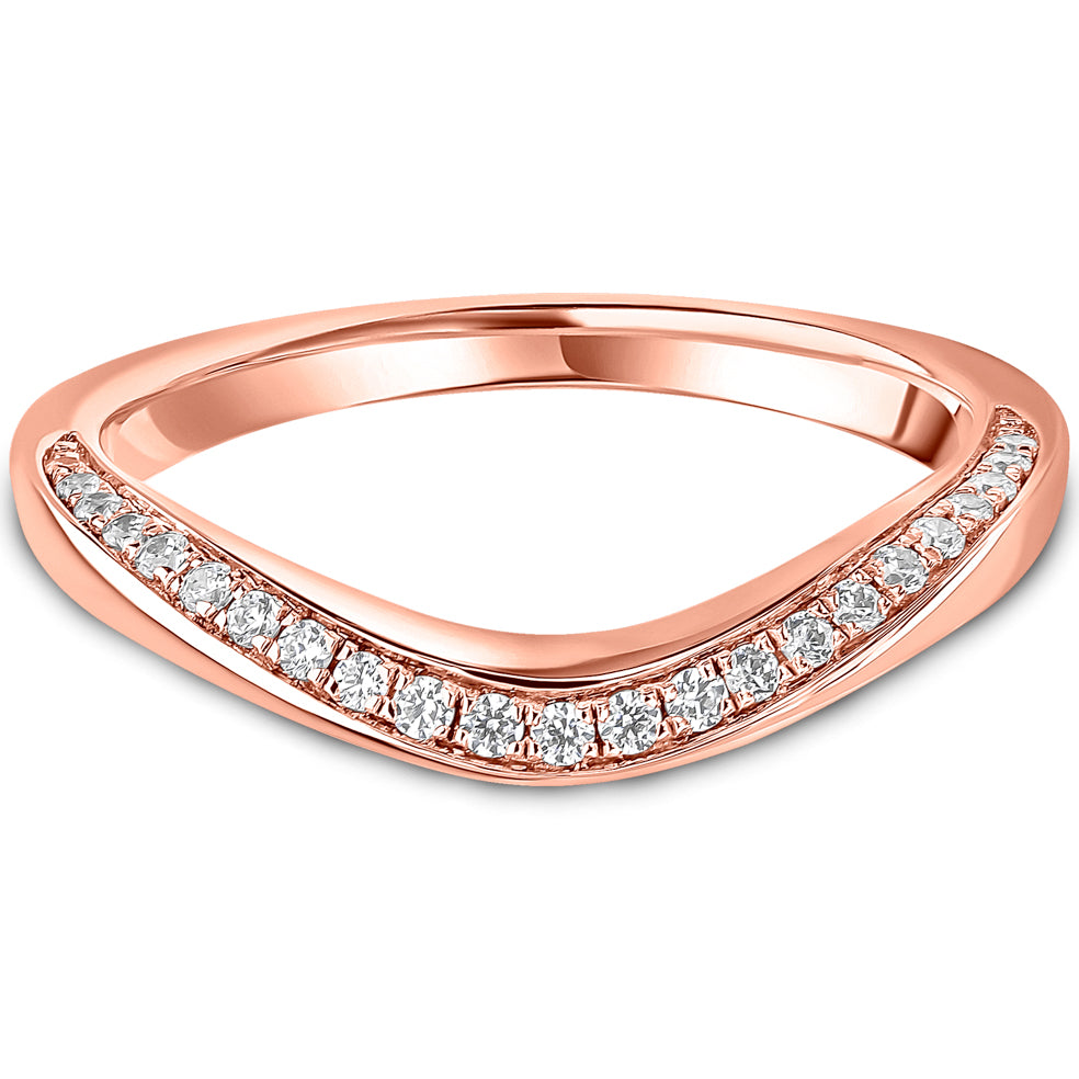 Grain Set Brilliant Cut Diamond Medium Luna Wave Wedding Band | 0.16ct
