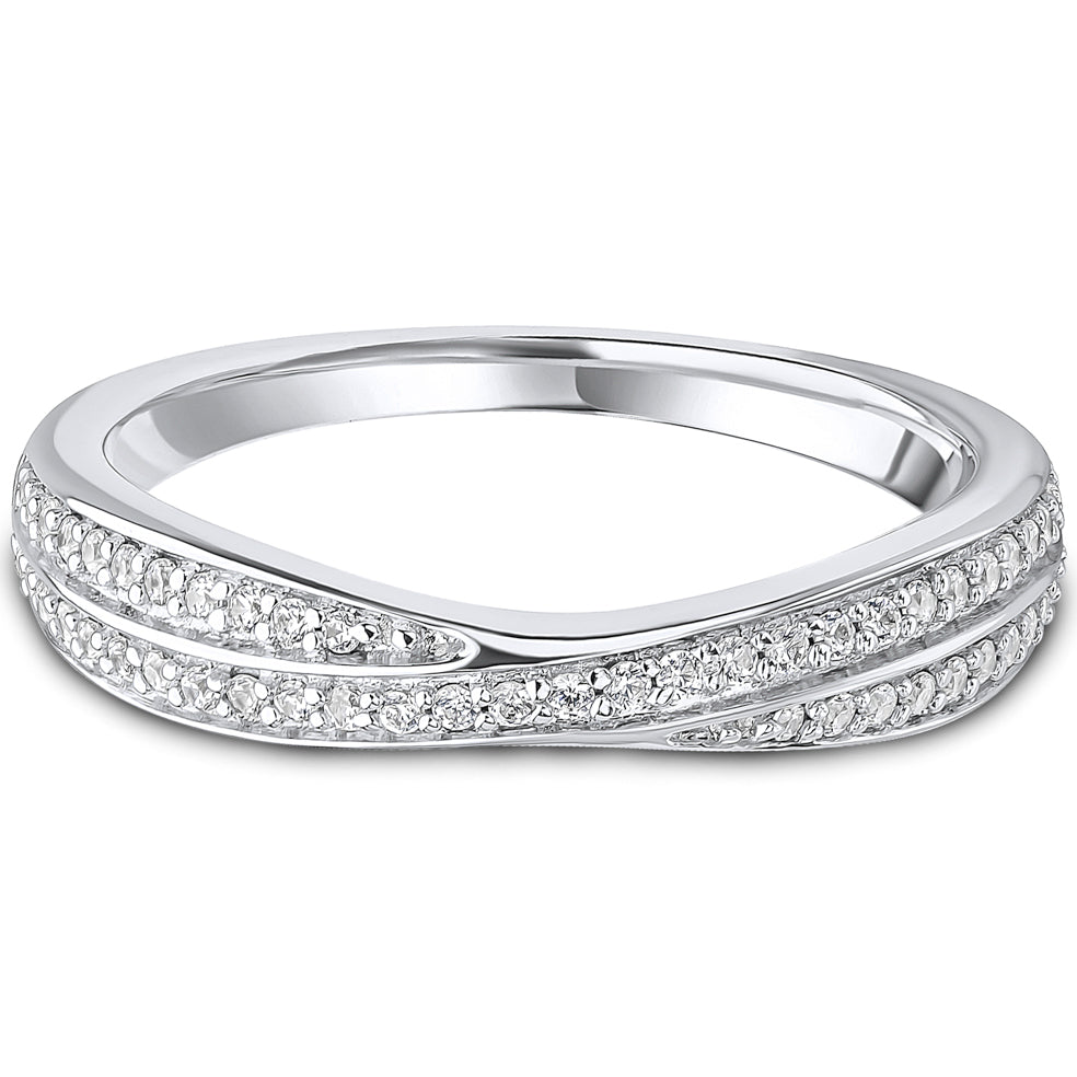 Brilliant Cut Diamond Curved Crossover Wedding Band | 0.20ct