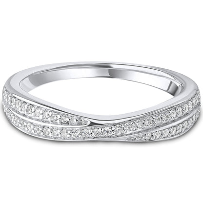 Brilliant Cut Diamond Curved Crossover Wedding Band | 0.20ct