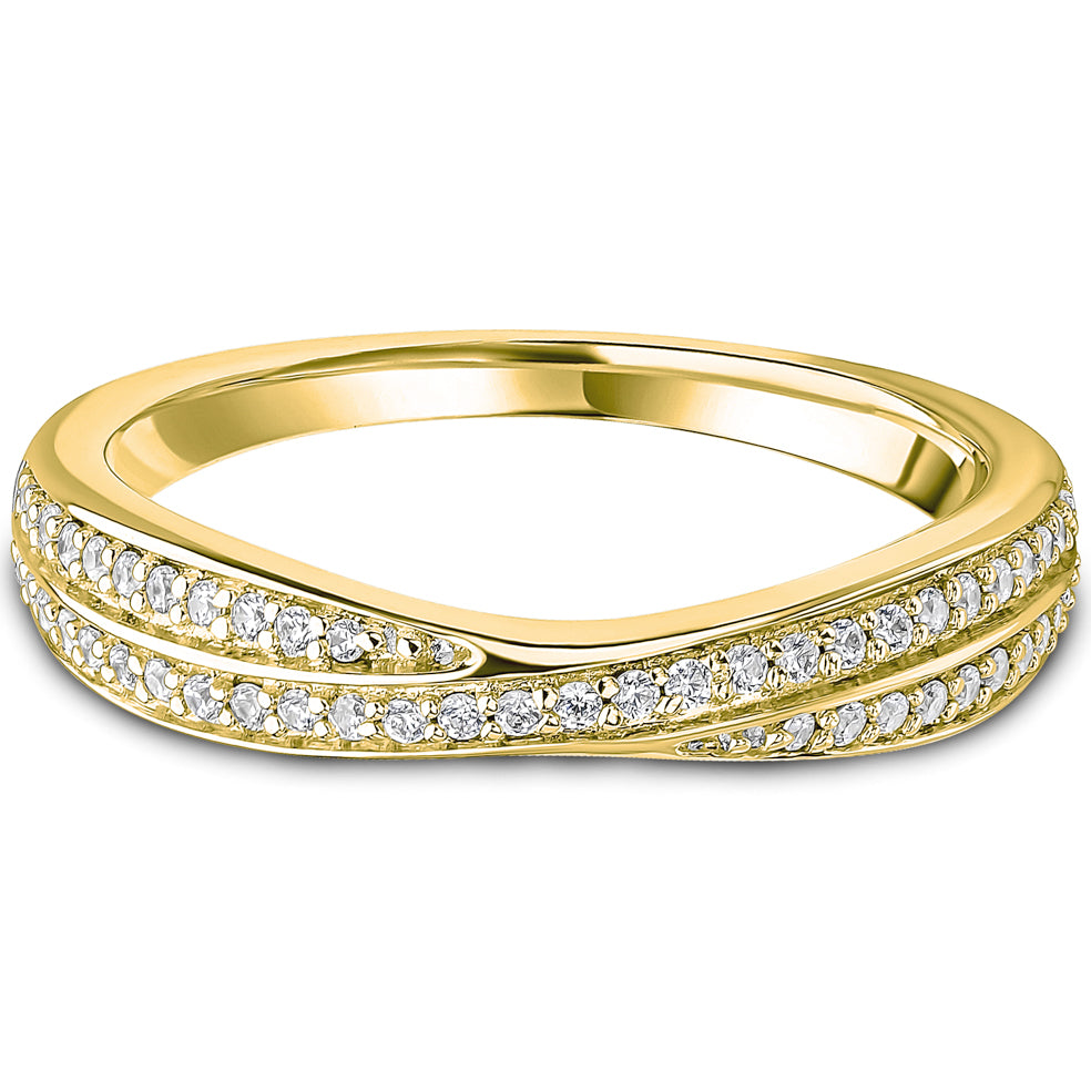Brilliant Cut Diamond Curved Crossover Wedding Band | 0.20ct