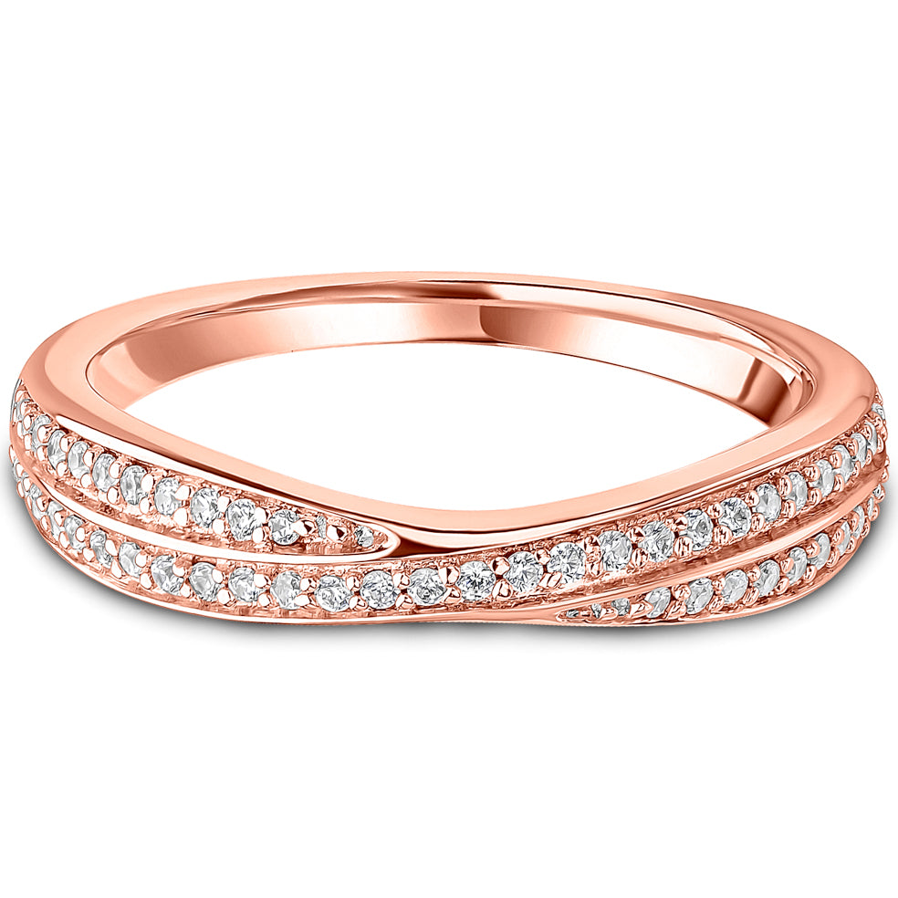 Brilliant Cut Diamond Curved Crossover Wedding Band | 0.20ct