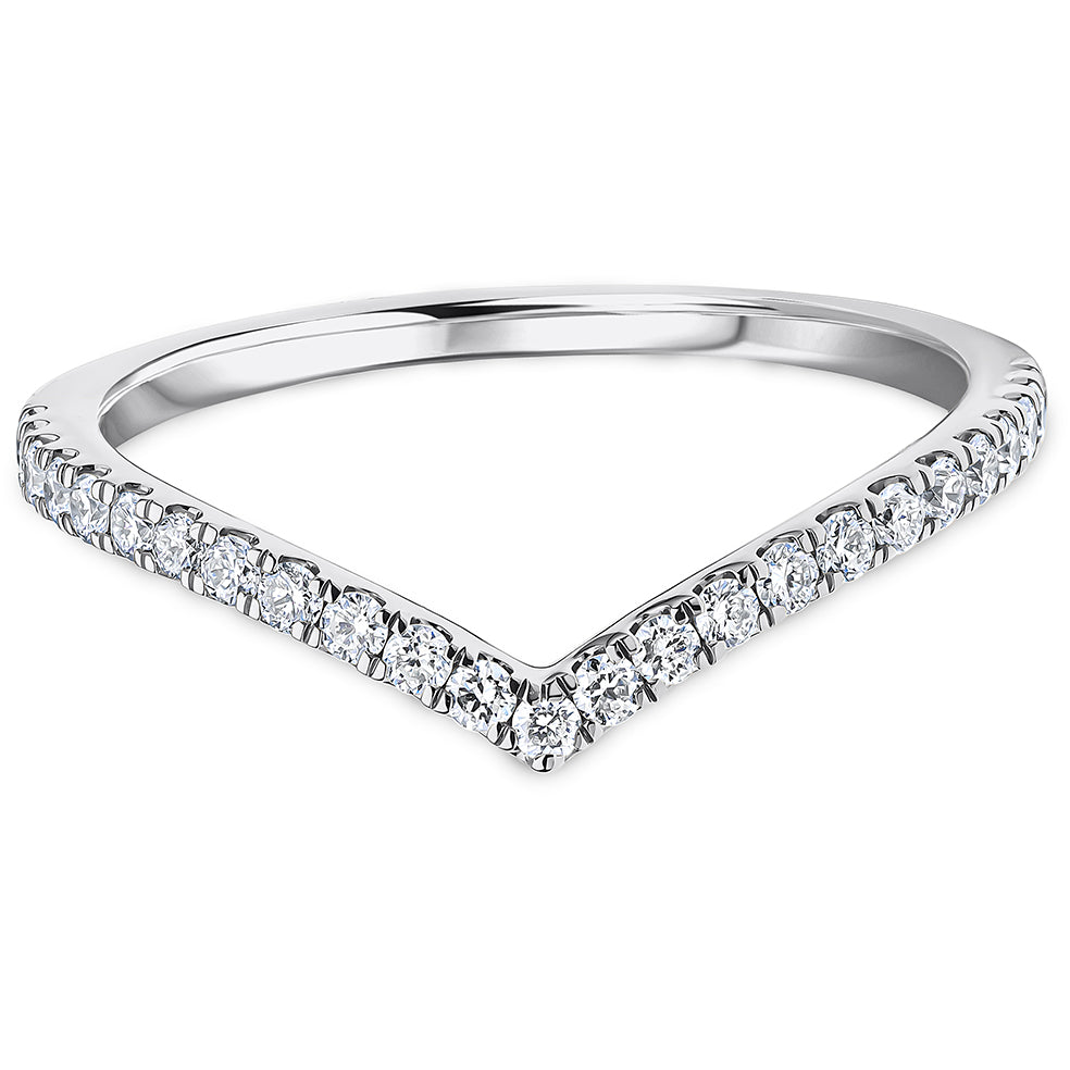 Micro Set Brilliant Cut Diamond Single Row Wishbone Wedding Band | 0.25ct