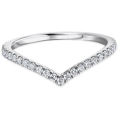 Micro Set Brilliant Cut Diamond Single Row Wishbone Wedding Band | 0.25ct