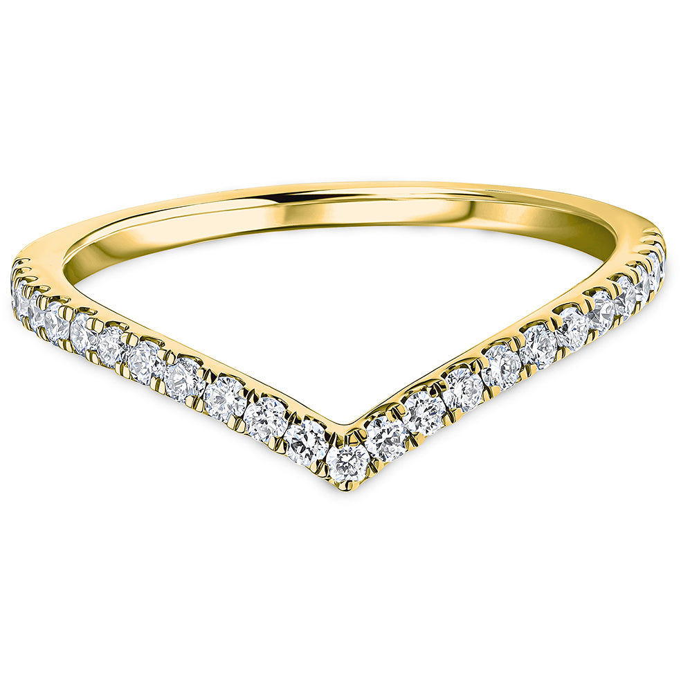 Micro Set Brilliant Cut Diamond Single Row Wishbone Wedding Band | 0.25ct