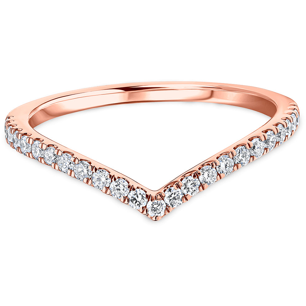Micro Set Brilliant Cut Diamond Single Row Wishbone Wedding Band | 0.25ct