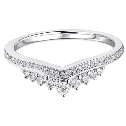 Milgrain &amp; Micro Claw Set Brilliant Cut Diamond Curved Wedding Band | 0.30ct