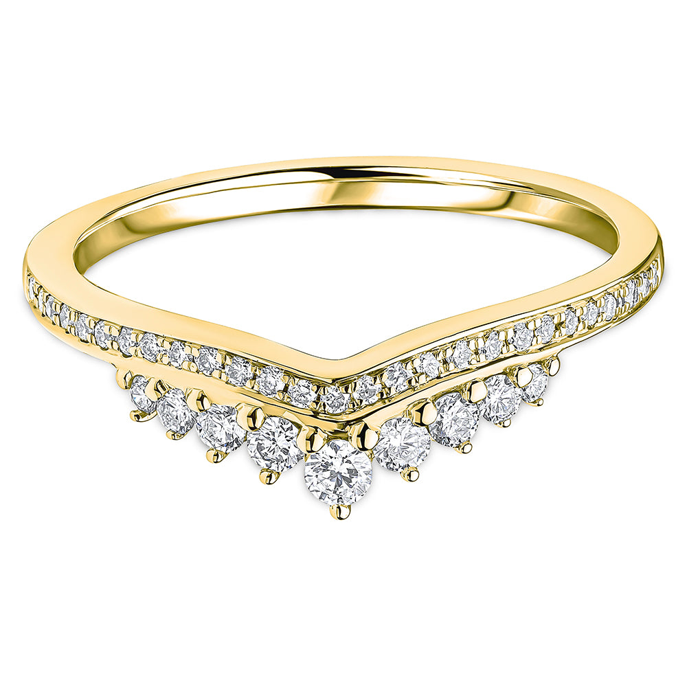 Milgrain &amp; Micro Claw Set Brilliant Cut Diamond Curved Wedding Band | 0.30ct