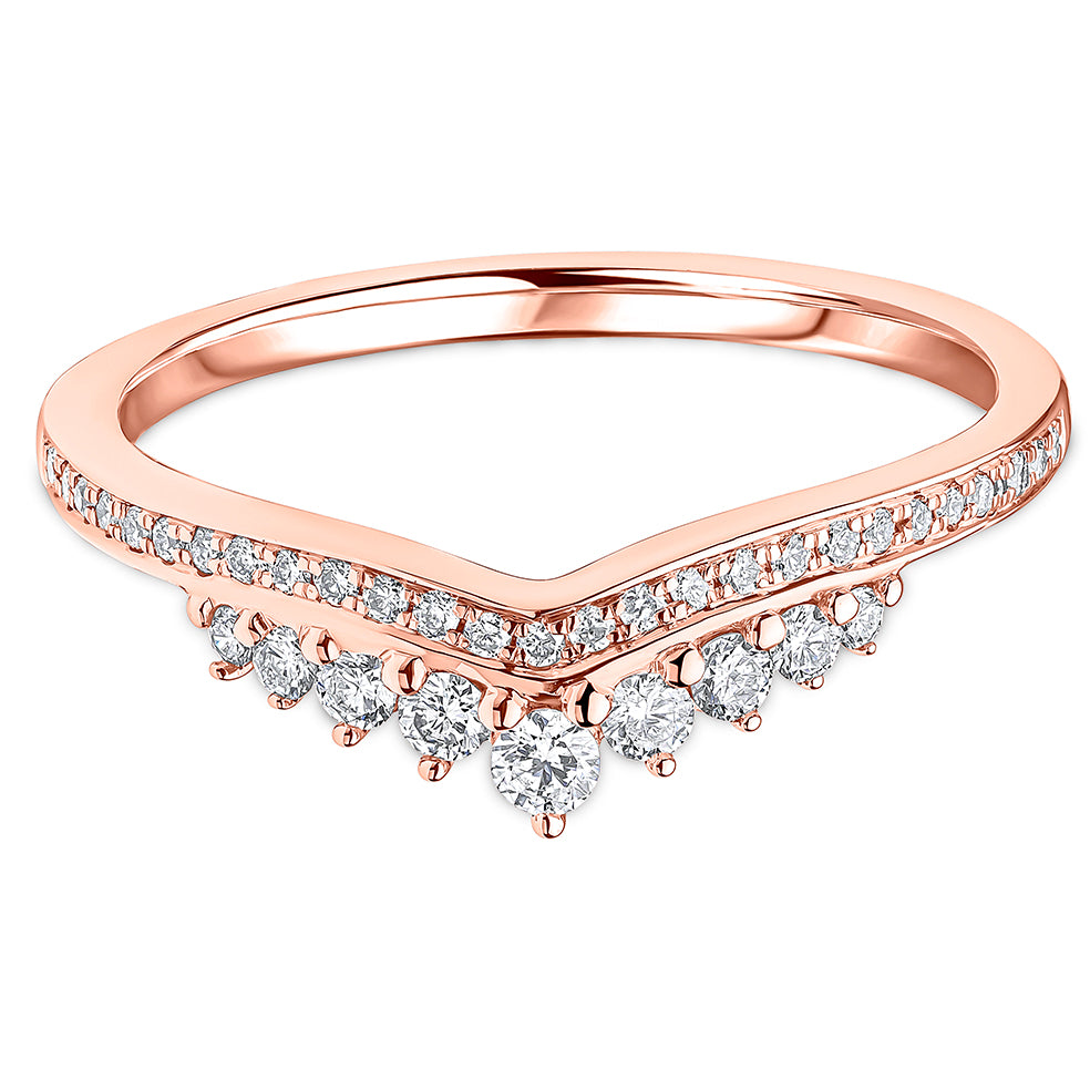 Milgrain &amp; Micro Claw Set Brilliant Cut Diamond Curved Wedding Band | 0.30ct