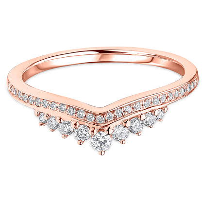 Milgrain &amp; Micro Claw Set Brilliant Cut Diamond Curved Wedding Band | 0.30ct